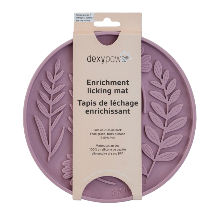 Dexypaws Dexypaws Tapis De Léchage Stimulant En Forme De Cercle Et Motifs De Feuillage, Rose Poudré Dexypaws Tapis De Léchage Stimulant En Forme De Cercle Et Motifs De Feuillage, Rose Poudré