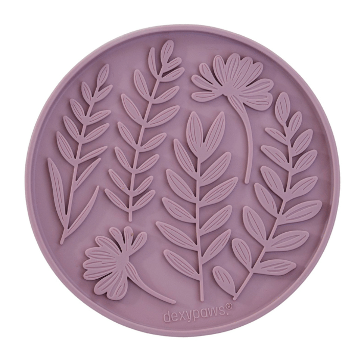 Dexypaws Dexypaws Tapis De Léchage Stimulant En Forme De Cercle Et Motifs De Feuillage, Rose Poudré Dexypaws Tapis De Léchage Stimulant En Forme De Cercle Et Motifs De Feuillage, Rose Poudré