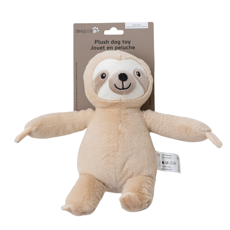 Dexypaws Dog Plush Toy - 8-inch Sloth | Sherbrooke Canin
