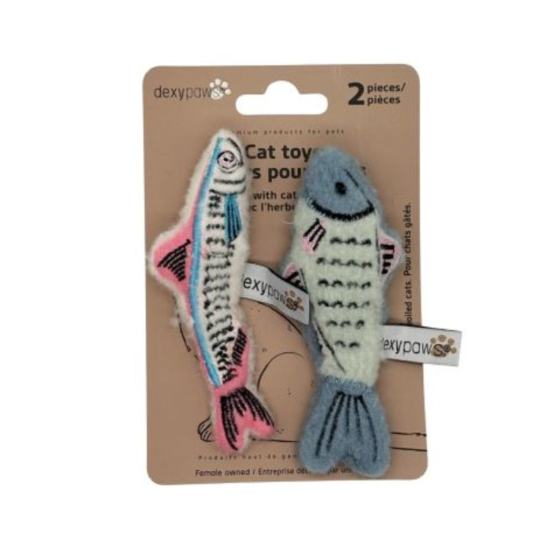 Dexypaws Jouet Dexypaws - Jouet pour chat avec herbe à chat, duo maquereau et hareng Dexypaws - Jouet pour chat avec herbe à chat, duo maquereau et hareng