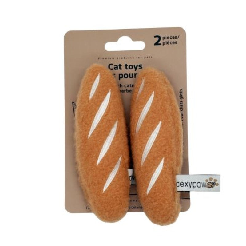 Dexypaws Jouet Dexypaws - Jouet pour chat avec herbe à chat, duo pains baguettes Dexypaws - Jouet pour chat avec herbe à chat, duo pains baguettes