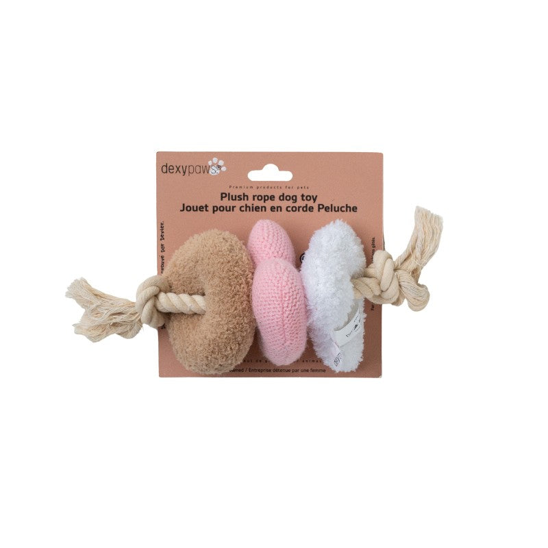 Dexypaws jouets pour chien Dexypaws - Jouet de corde et peluche pour chien, Triangles Dexypaws - Jouet de corde et peluche pour chien, Triangles