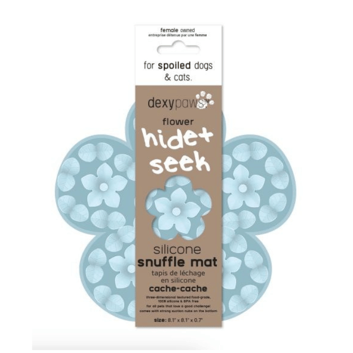 Dexypaws Tapis De Léchage En Silicone "cache-cache" Fleur, Bleu