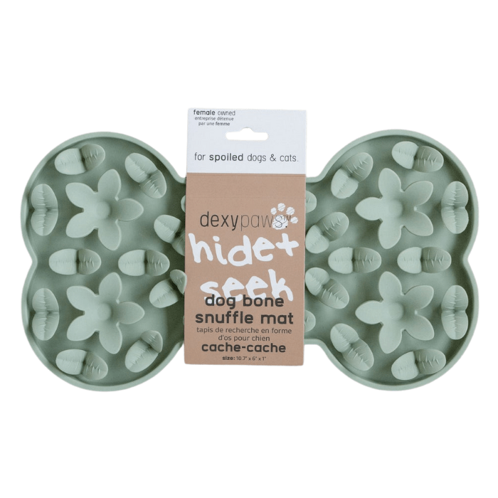 Dexypaws Tapis de Léchage stimulant en forme d'os, Vert Sauge Tapis de Léchage stimulant en forme d'os, Vert Sauge