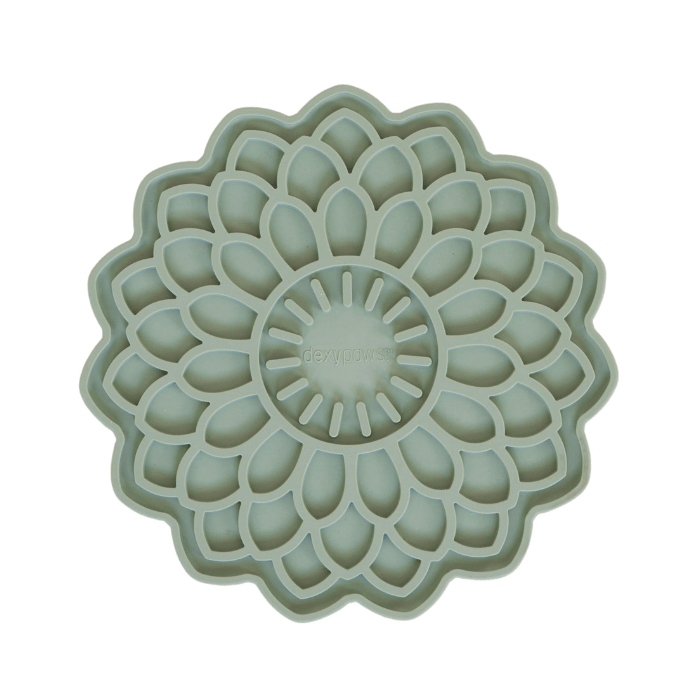 Dexypaws Tapis De Léchage Stimulant En Forme De Fleur, Vert Sauge