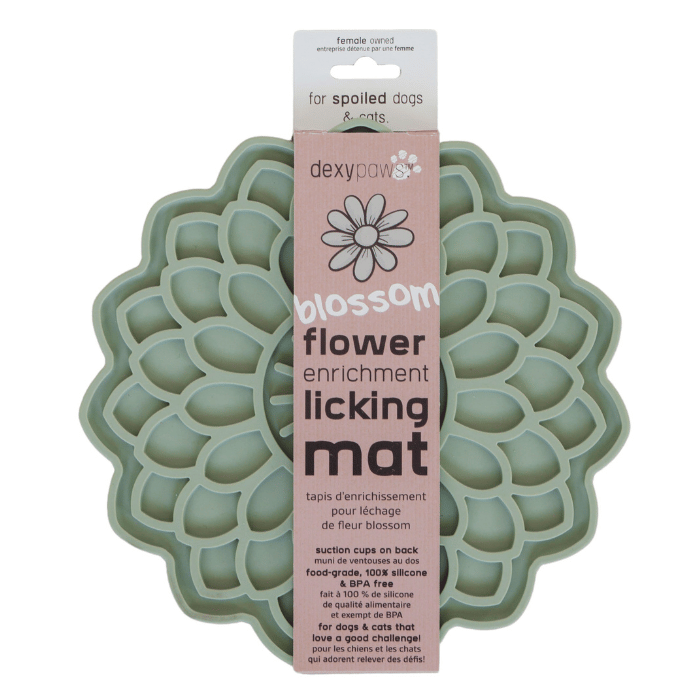 Dexypaws Tapis De Léchage Stimulant En Forme De Fleur, Vert Sauge