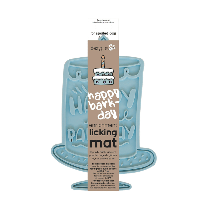 Dexypaws Tapis De Léchage Stimulant En Forme De Gâteau De Fête, Bleu