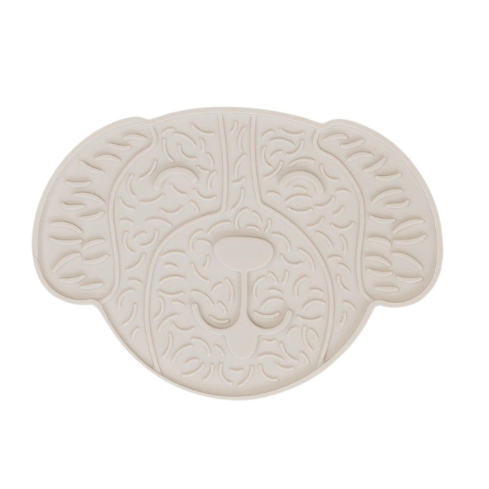 Dexypaws Tapis De Léchage Stimulant En Forme De Tête De Chien, Blanc