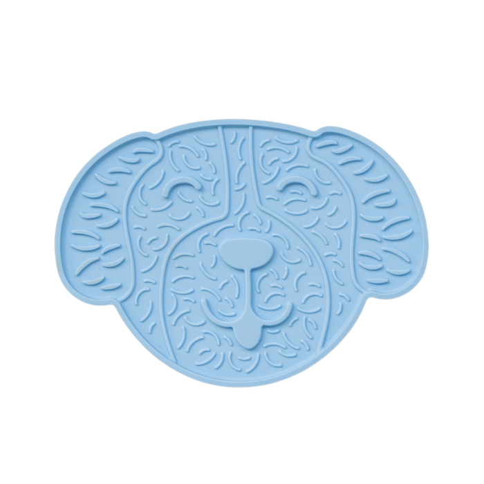 Dexypaws Tapis De Léchage Stimulant En Forme De Tête De Chien, Bleu