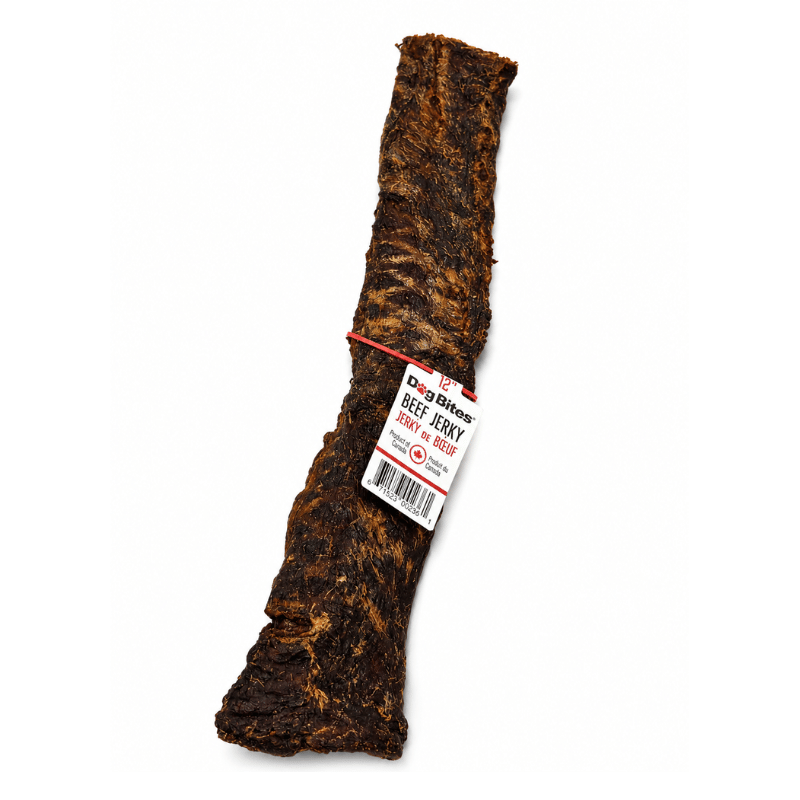 Dog Bites Gâteries Dog Bites Jumbo Beef Jerky 12 po - Sac de 10 lanières Dog Bites Jumbo Beef Jerky 12 po - Sac de 10 | Sherbrooke Canin