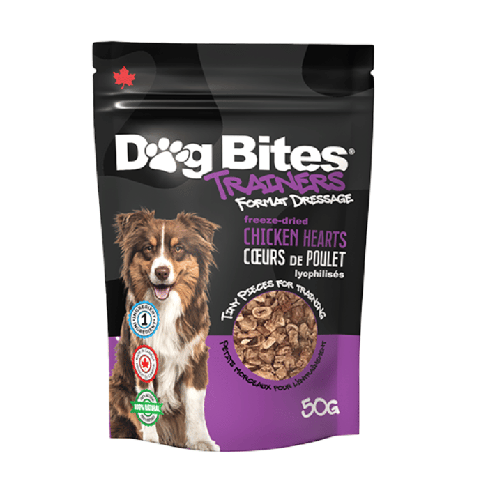 Dog Bites 50g Gâteries pour chiens séché à froid - coeur de poulet - Format dressage Gâteries pour chiens séché à froid - coeur de poulet - Format dressage