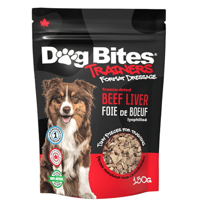Dog Bites 150g Gâteries pour chiens séché à froid - Foie de boeuf - Format dressage Gâteries pour chiens séché à froid - Foie de boeuf - Format dressage