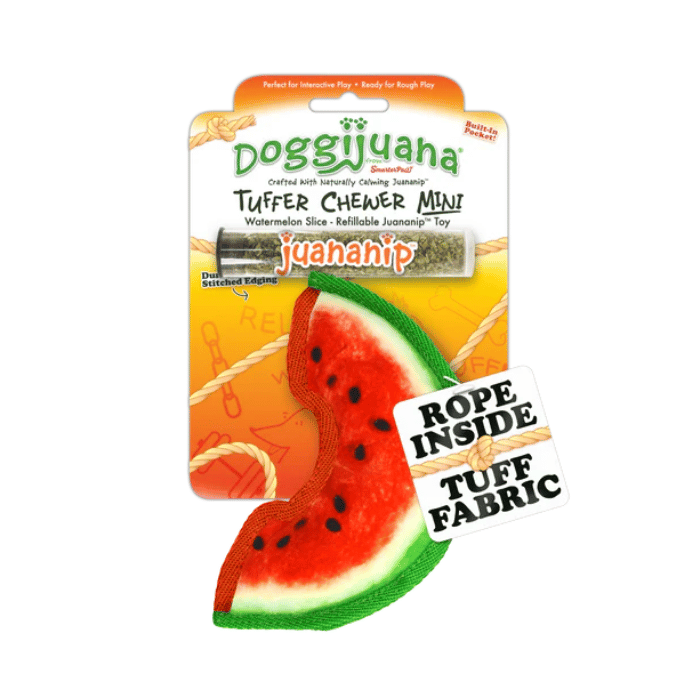 Doggiejuana Jouet Jouet calmant pour chiens Tuffer Chewer Melon d'eau de Doggijuana