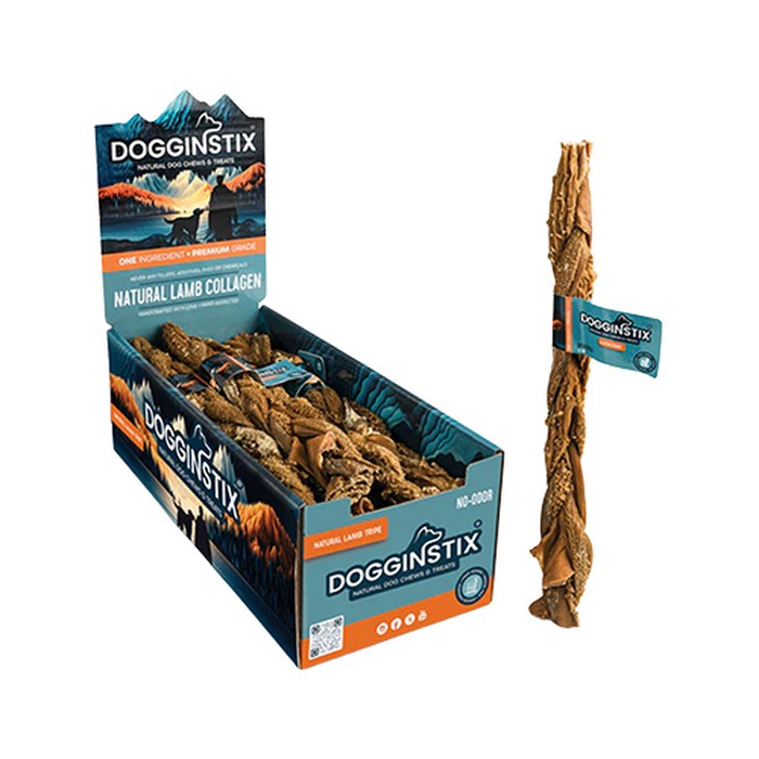 Dogginstix Gâteries Bâton de tripe d'agneau tressé Bâton de Tripe d'Agneau Tressé pour Chien - Naturel | Sherbrooke Canin