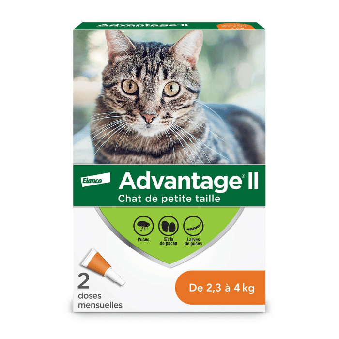 Elanco 2.3 - 4kg Advantage II traitement topique mensuel contre les puces, pour chats 2 doses Advantage II traitement topique mensuel contre les puces, pour chats 2 doses