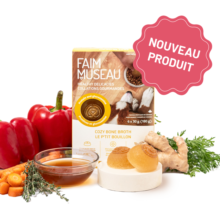 Faim Museau Collation pour chien Le p'tit Bouillon - Collation Nutritive Faim Museau - En magasin seulement Medallion Boeuf Faim Museau | Nourriture crue pour chien | Sherbrooke Canin