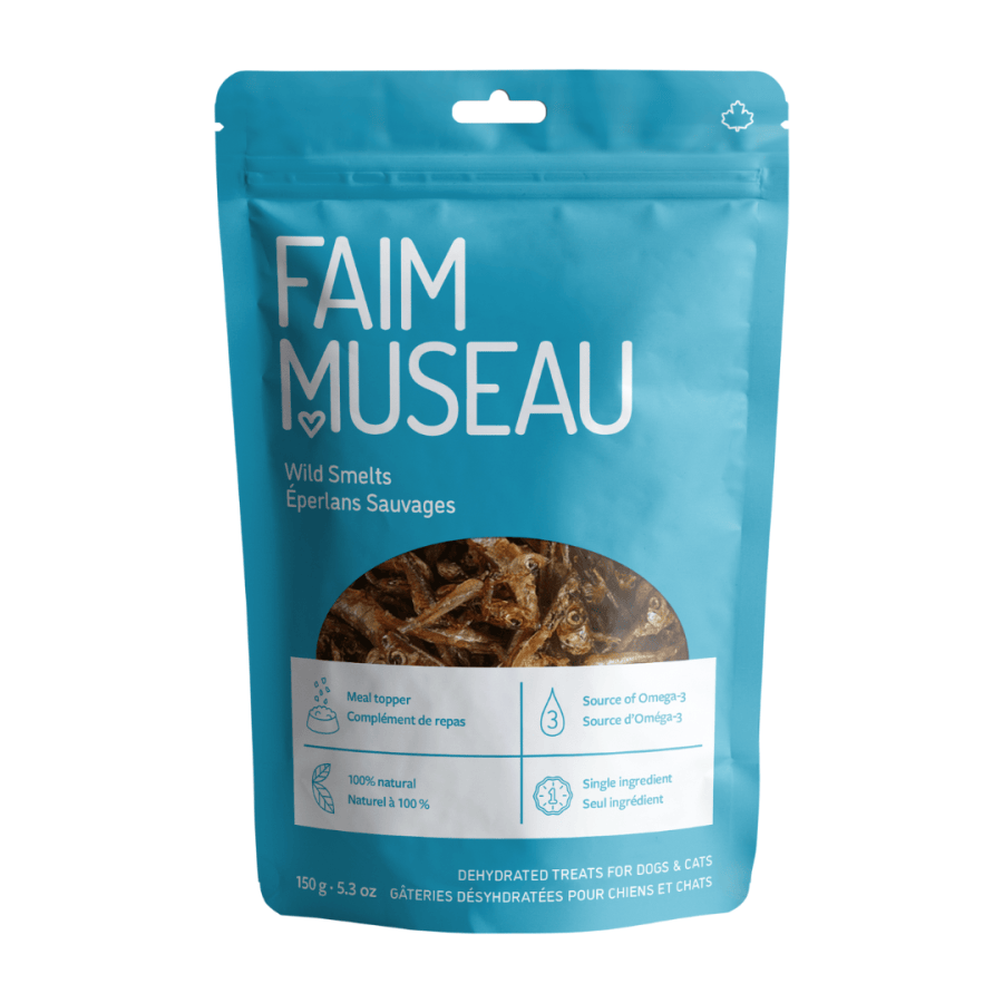 Faim Museau Gâterie pour chien Éperlans Déshydratés - Gâterie Faim Museau - En magasin seulement Eperlans Faim Museau | Gaterie naturelle pour chien | Sherbrooke Canin