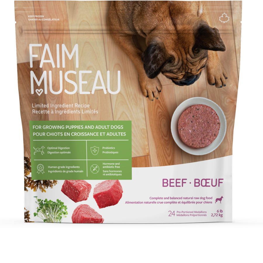 Faim Museau Nourriture crue congelee Medallion Boeuf Ingredients Limites Faim Museau | 114g Medallion Boeuf Ingredients Limites Faim Museau | 114g | Sherbrooke Canin
