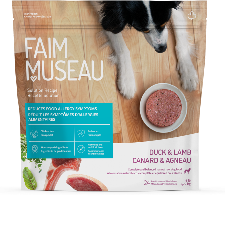 Faim Museau Nourriture crue congelee Medallion Canard et Agneau Faim Museau | 114g Medallion Canard et Agneau Faim Museau | 114g | Sherbrooke Canin