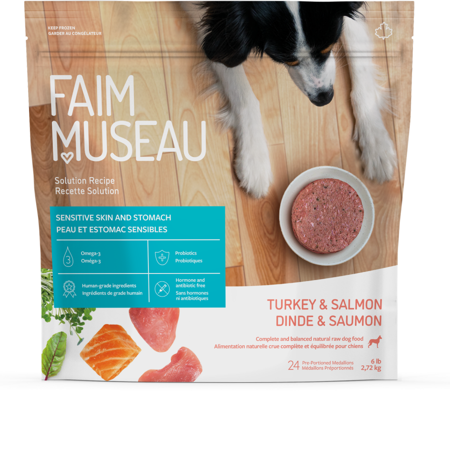 Faim Museau Nourriture crue congelee Medallion Dinde et Saumon Faim Museau | 114g Medallion Dinde et Saumon Faim Museau | 114g | Sherbrooke Canin