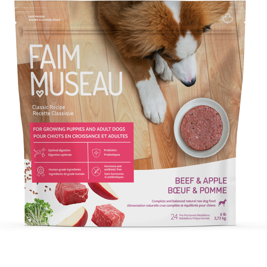 Faim Museau Nourriture crue pour chien Médaillon Boeuf et Pomme 6 lb - Faim Museau - En magasin seulement Repas Complet Boeuf 6 lbs Faim Museau | Nourriture crue pour chien | Sherbrooke Canin