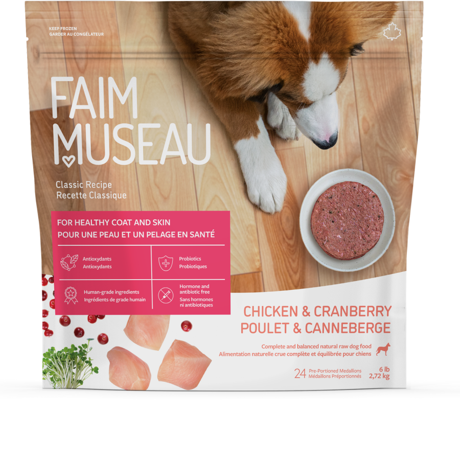 Faim Museau Nourriture crue pour chien Default Médaillon Poulet et Canneberge 6 lb - Faim Museau Repas Complet Poulet 6 lbs Faim Museau | Nourriture crue pour chien | Sherbrooke Canin