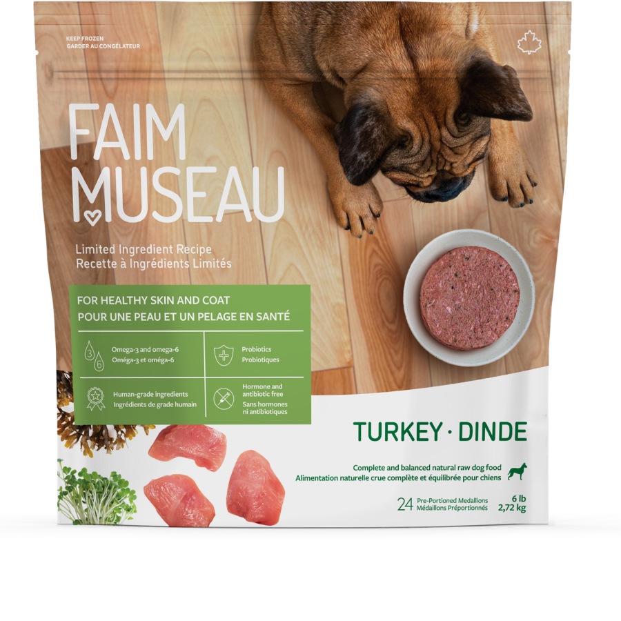 Faim Museau Nourriture crue pour chien Default Médaillon Simplement Dinde 6 lb - Faim Museau Repas Simplicite Dinde 6 lbs Faim Museau | Nourriture crue pour chien | Sherbrooke Canin