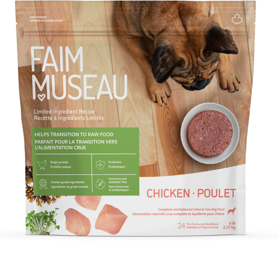 Faim Museau Nourriture crue pour chien Default Médaillon Simplement Poulet 6 lb - Faim Museau Repas Simplicite Poulet 6 lbs Faim Museau | Nourriture crue pour chien | Sherbrooke Canin