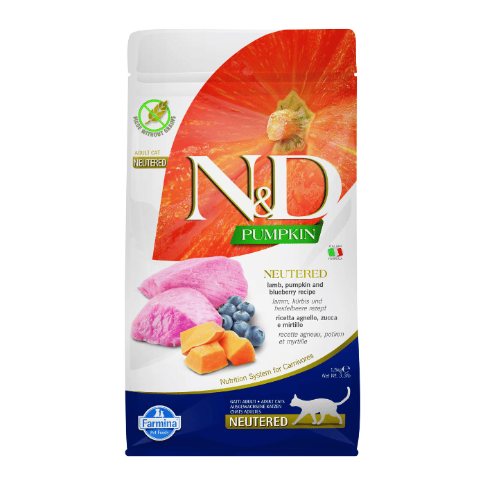 Farmina nourriture chat Nourriture pour chat Farmina N&amp;d Citrouille Sans Grains Agneau &amp; Bleuet