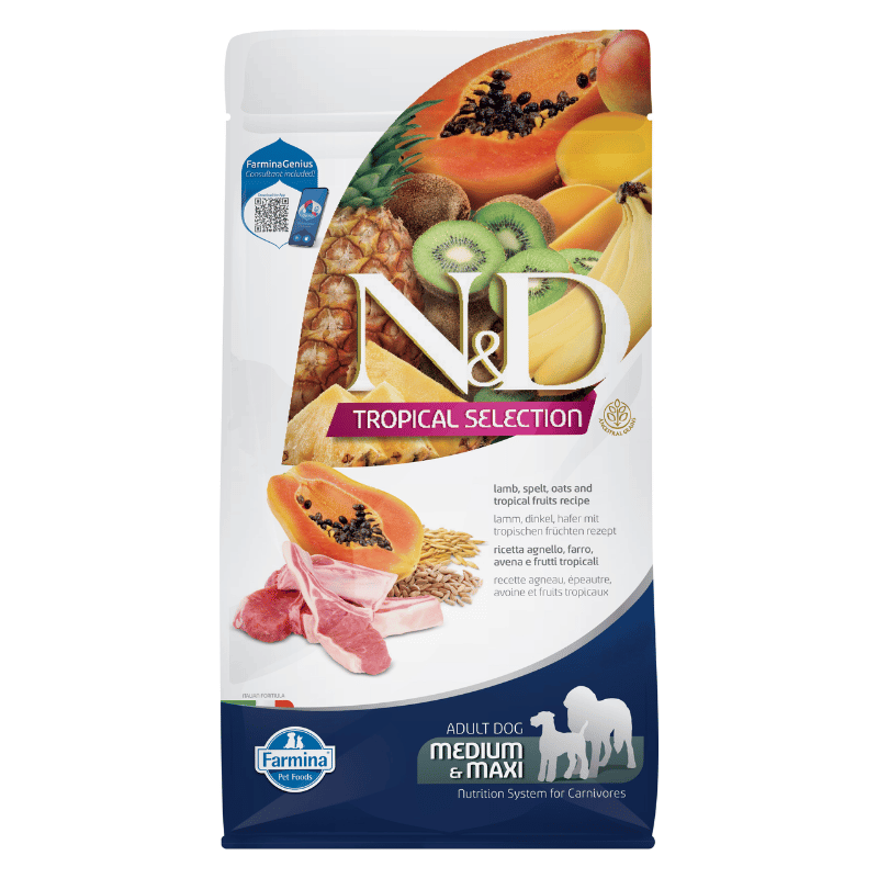 Farmina nourriture Farmina N&D Tropical Selection Chien Agneau Moyen/Grand Croquettes Farmina N&D Tropical Selection Agneau pour chiens moyens et grands | Sherbrooke Canin