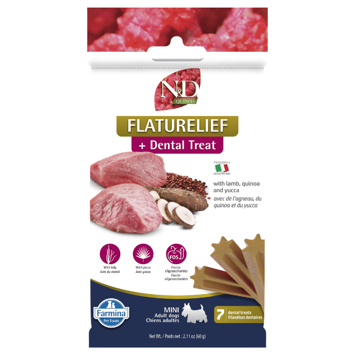 Farmina nourriture Gâteries Dentaires Pour Chien Farmina Gestion Des Flatulences Mini 60g Gâteries Dentaires Pour Chien Farmina Gestion Des Flatulences Mini 60g