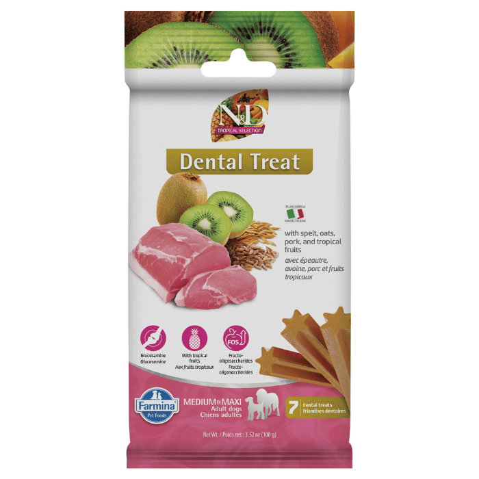 Farmina nourriture Gâteries Dentaires Pour Chien Farmina N&d Tropical Selection, Porc Moyen/Grand 100g Gâteries Dentaires Pour Chien Farmina N&d Tropical Selection, Porc Moyen/Grand 100g