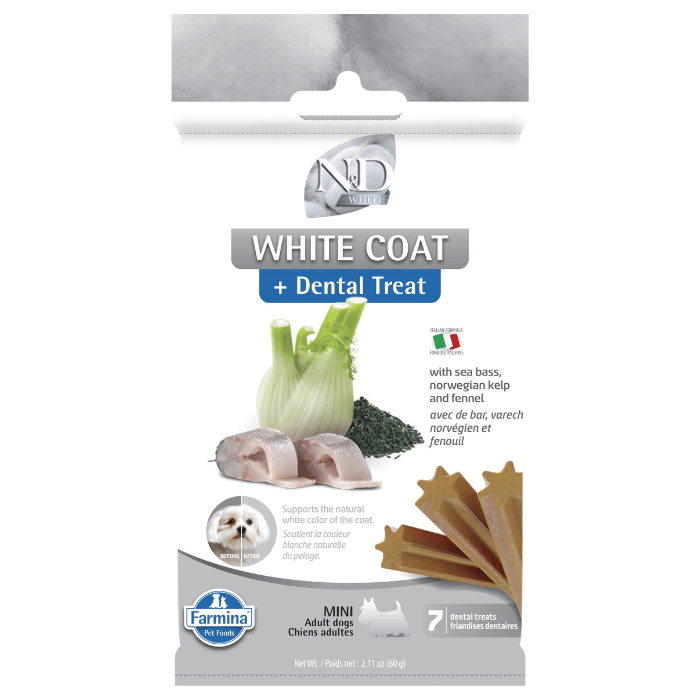 Farmina nourriture Gâteries Dentaires Pour Chien Farmina N&d White (pelage Blanc) Mini 60g Gâteries Dentaires Pour Chien Farmina N&d White (pelage Blanc) Mini 60g
