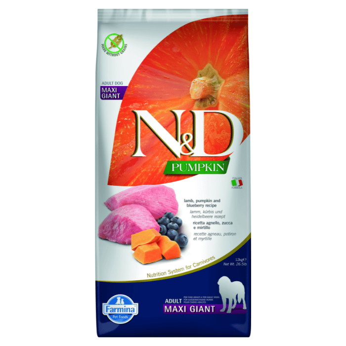 Farmina nourriture 26.4 lbs Nourriture pour chiens Farmina N&amp;d Citrouille Sans Grains Chien Agneau &amp; Bleuet Maxi/géant