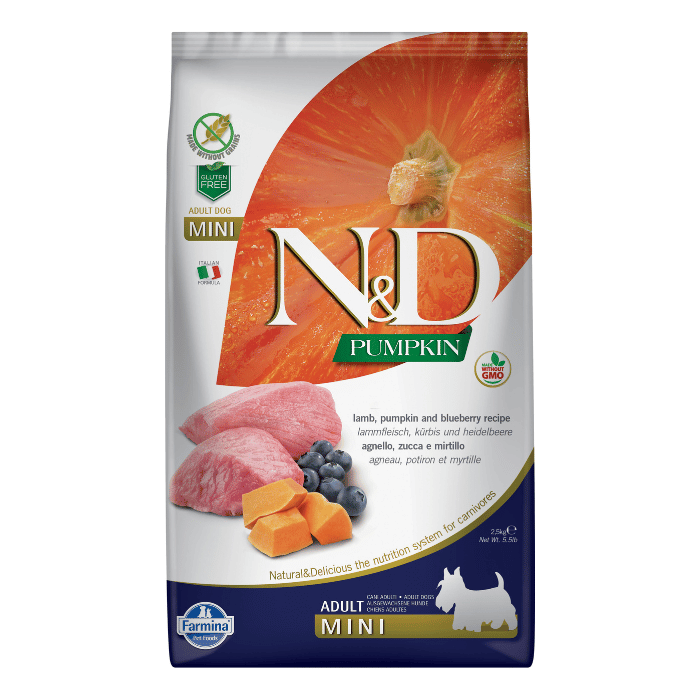 Farmina nourriture 5.5 lbs Nourriture pour chiens Farmina N&amp;d Citrouille Sans Grains Chien Agneau &amp; Bleuet Mini