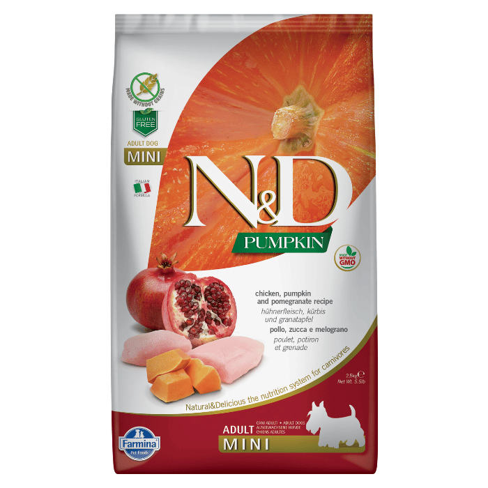 Farmina nourriture 5.5 lbs Nourriture pour chiens Farmina N&amp;d Citrouille Sans Grains Poulet &amp; Grenade Mini