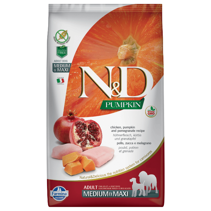 Farmina nourriture Nourriture pour chiens Farmina N&amp;d Citrouille Sans Grains Poulet &amp; Grenade Moyen/grand