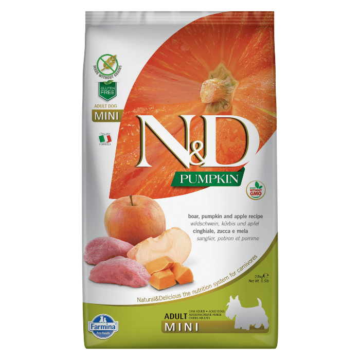 Farmina nourriture Nourriture pour chiens Farmina N&amp;d Citrouille Sans Grains Sanglier &amp; Pomme Mini