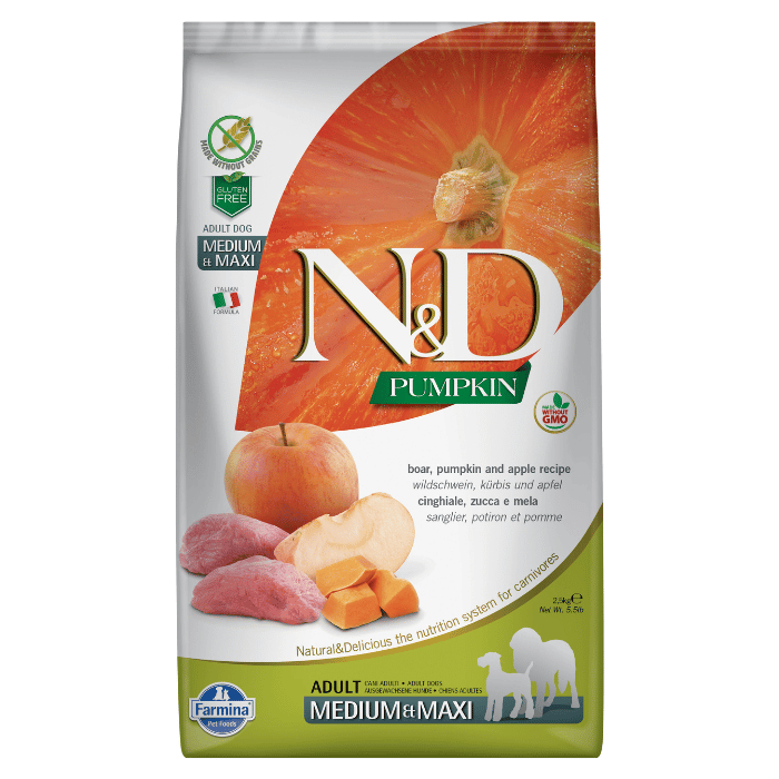 Farmina nourriture Nourriture pour chiens Farmina N&amp;d Citrouille Sans Grains Sanglier &amp; Pomme Moyen/grand