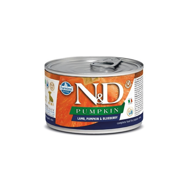 Farmina Nourriture pour chien Conserve Farmina N&D Citrouille Agneau et Bleuet pour chiots de petites races - 6x 140g Conserve Farmina N&D Citrouille Agneau et Bleuet pour chiots de