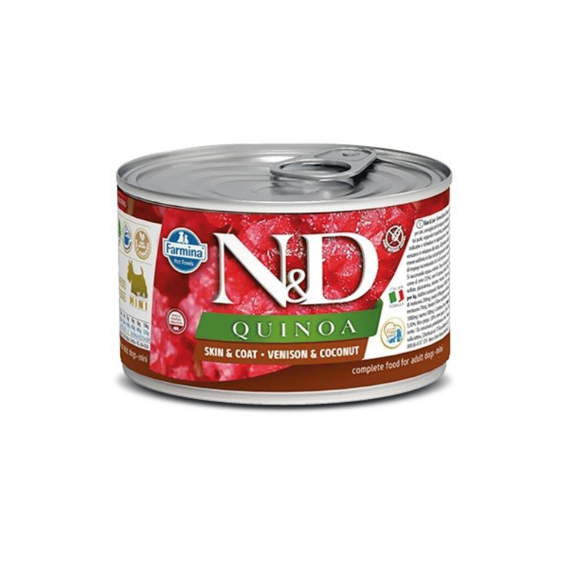 Farmina Nourriture pour chien Conserve Farmina N&D Quinoa Peau et Poils Cerf pour petits chiens - 6x 140g Conserve Farmina N&D Quinoa Peau et Poils Cerf pour petits chiens