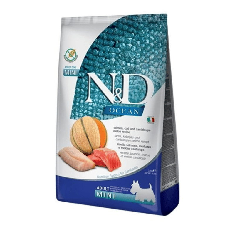 Farmina Nourriture sèche Farmina N&D Ocean Sans Grains Chien Saumon, Morue et Cantaloup - Mini 5.5 lb Farmina N&D Ocean Sans Grains Chien Saumon, Morue et Cantaloup Mini 5.5 lb | Sherbrooke Canin