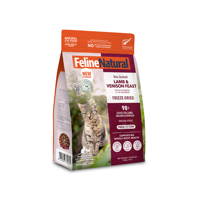 Feline Natural nourriture chat Feline Natural nourriture pour chat Agneau et Chevreuil lyophilisée Feline Natural Agneau & Chevreuil lyophilisé | Sherbrooke Canin