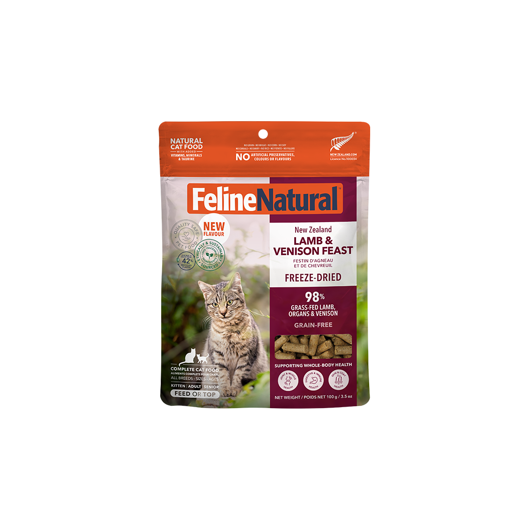 Feline Natural nourriture chat Feline Natural nourriture pour chat Agneau et Chevreuil lyophilisée Feline Natural Agneau & Chevreuil lyophilisé | Sherbrooke Canin