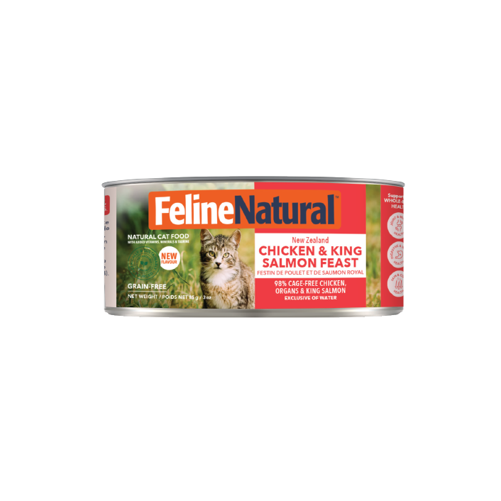Feline Natural Nourriture pour chat Nourriture humide pour chat Feline Natural - Poulet et saumon King 24 x 3 oz Nourriture humide pour chat Feline Natural - Poulet et saumon King 24 x 3 oz