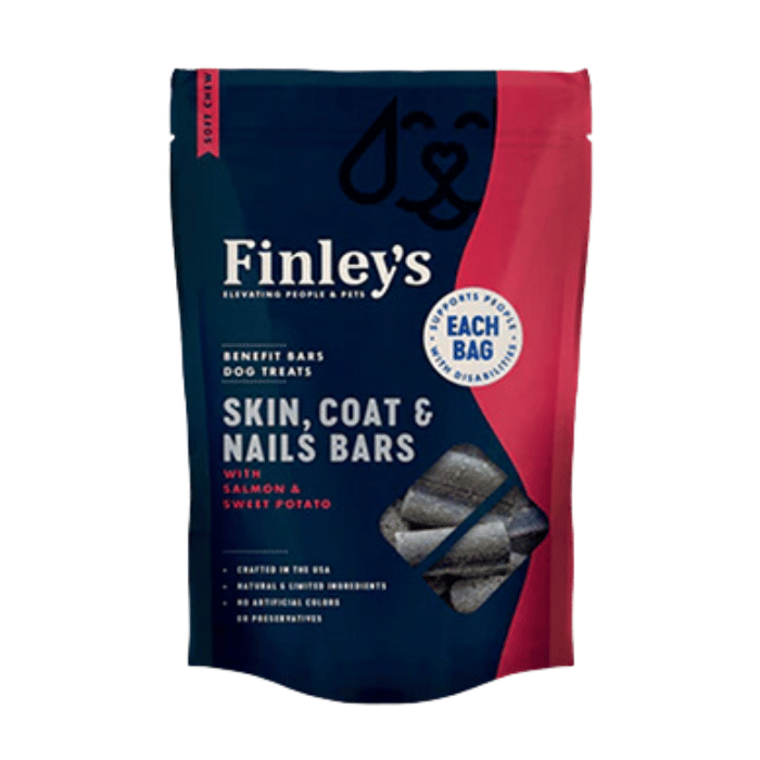 Finley&#39;s Gâteries Gâterie pour chien en barre - peau et griffe en santé - saumon et patate douce