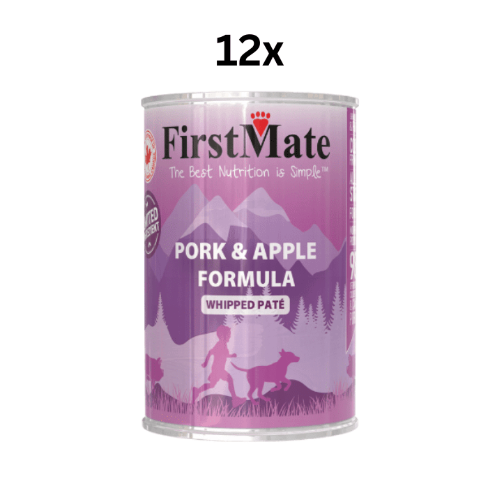 FirstMate nourriture humide 12 x 12.2 oz Conserve pour chien porc et pomme Conserve pour chien porc et pomme