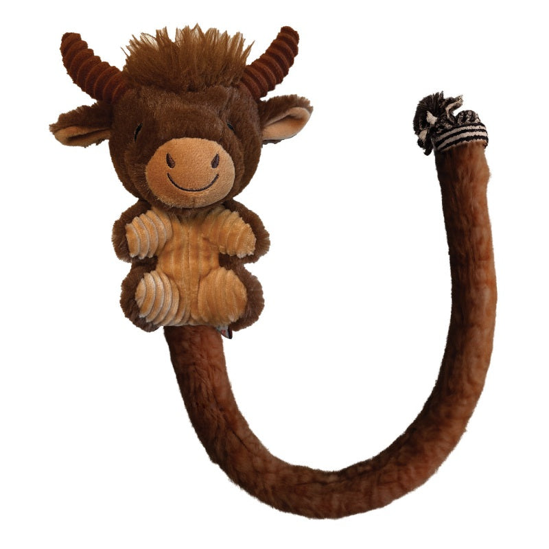 Highland Cow Tug-A-Tail plush toy
