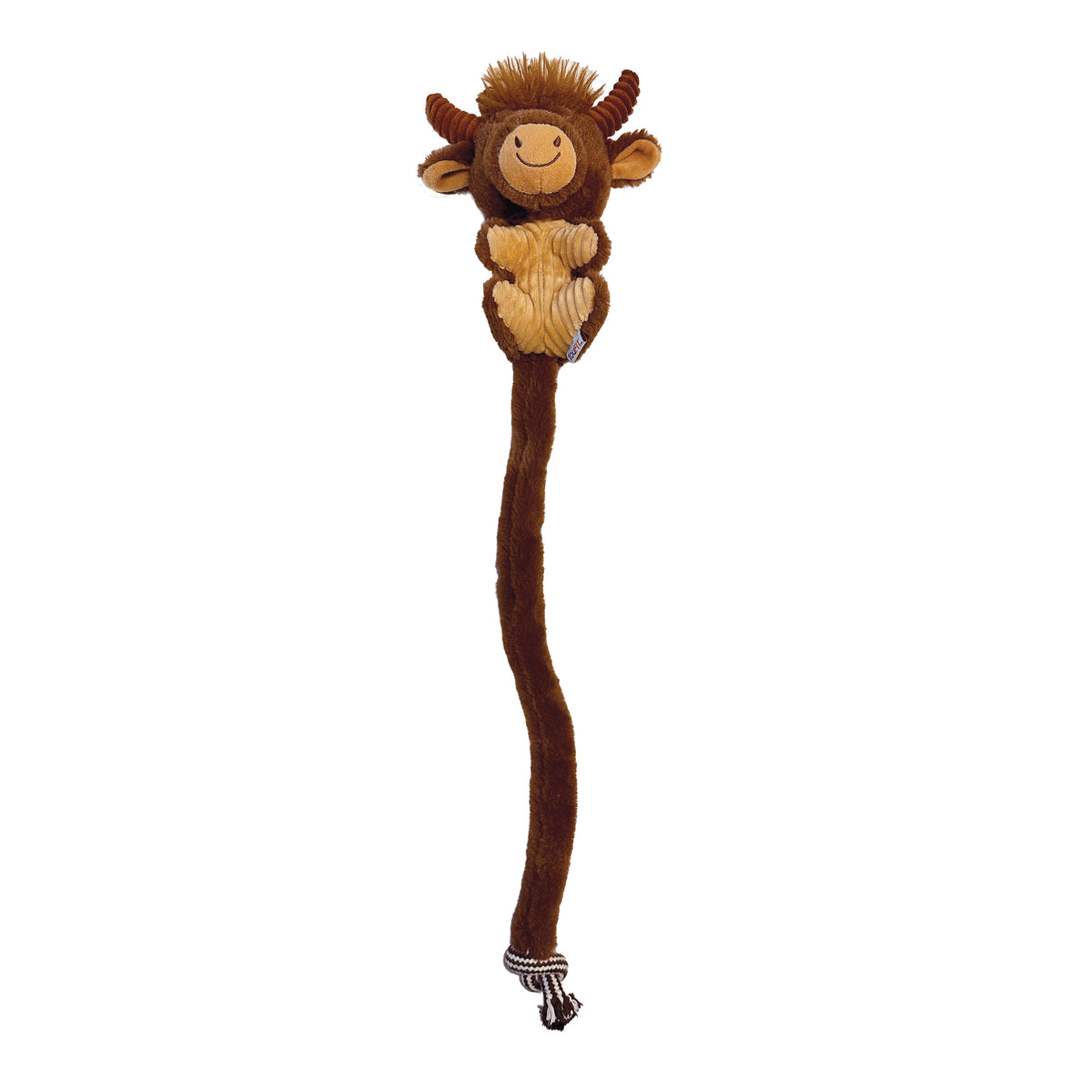Highland Cow Tug-A-Tail plush toy, rope tail