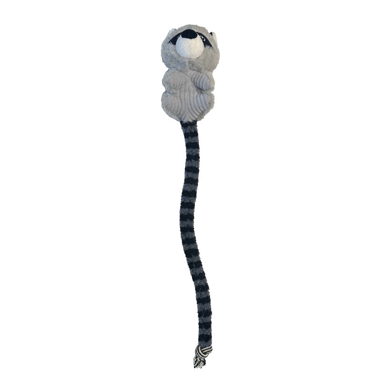 Tug-A-Tail raccoon plush toy with rope tail